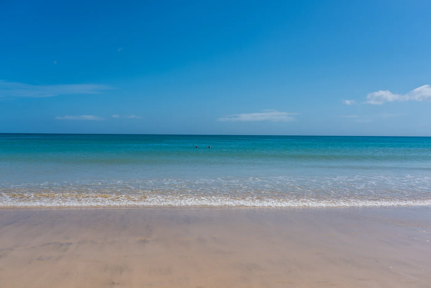 Costa Calma’s long beach with the resort’s hotels behind it