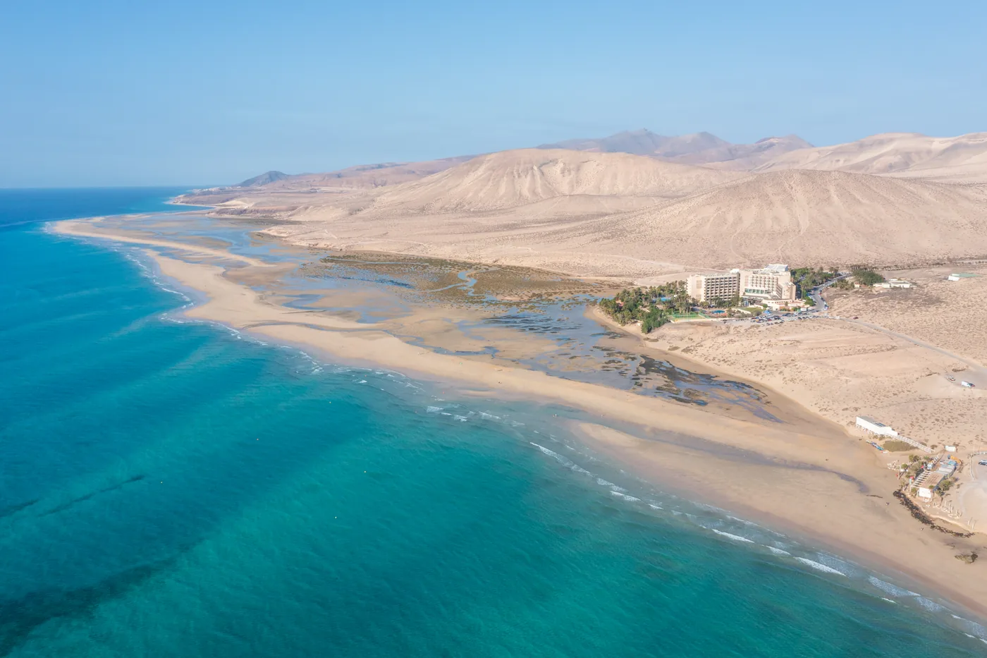 The Sotavento lagoon from the air, of which Malnombre is the southern beach