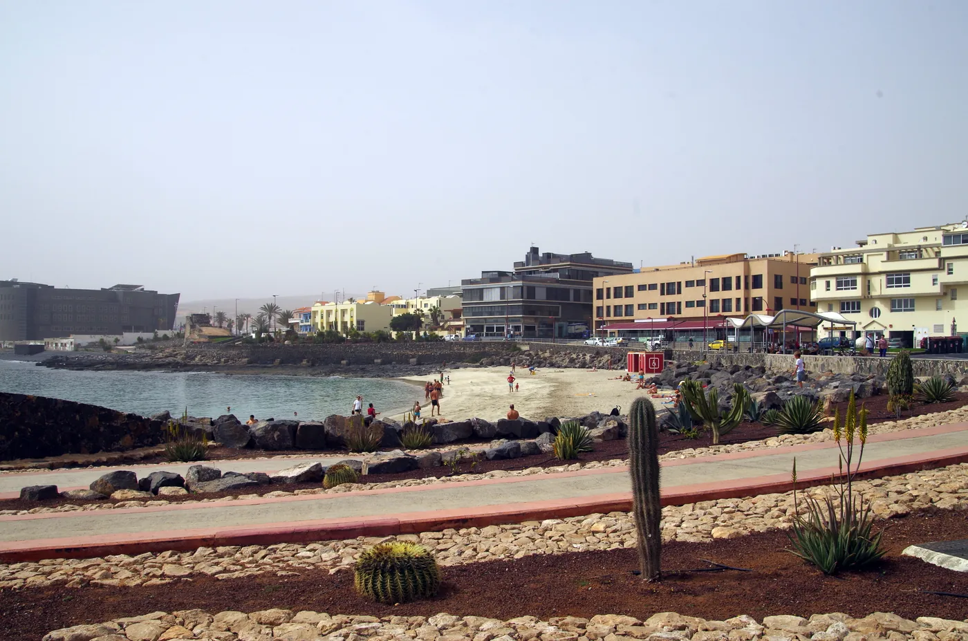 Playa Chica in Puerto del Rosario, a small sandy beach below the town