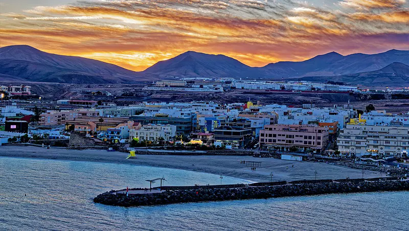 Puerto del Rosario waterfront at sunset, Fuerteventura.